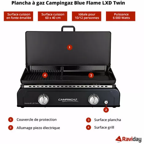 Campingaz Plancha Flame Lxd à Gaz Twin Blue 2 Campingaz Plancha Flame Lxd à Gaz Twin Blue – Image 2